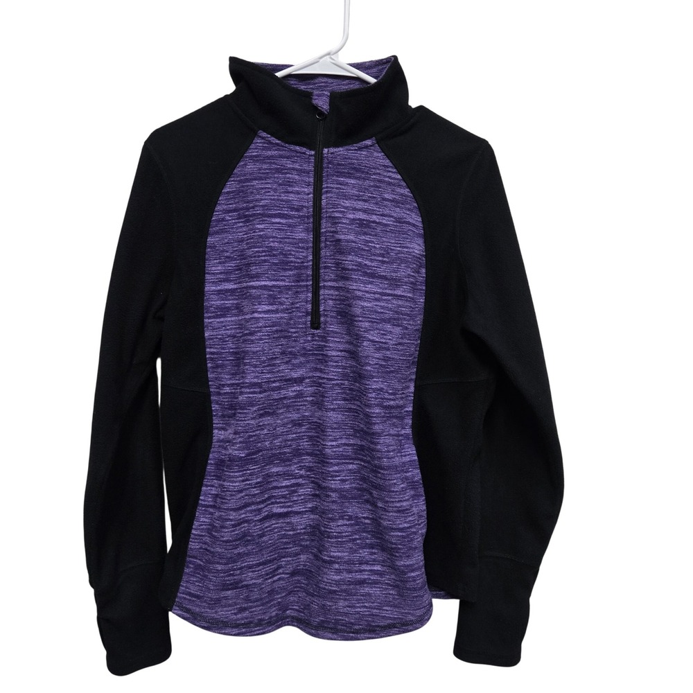 St Johns Bay‎ Active Women Fleece Quarter Zip Pullover Purple Black Size M